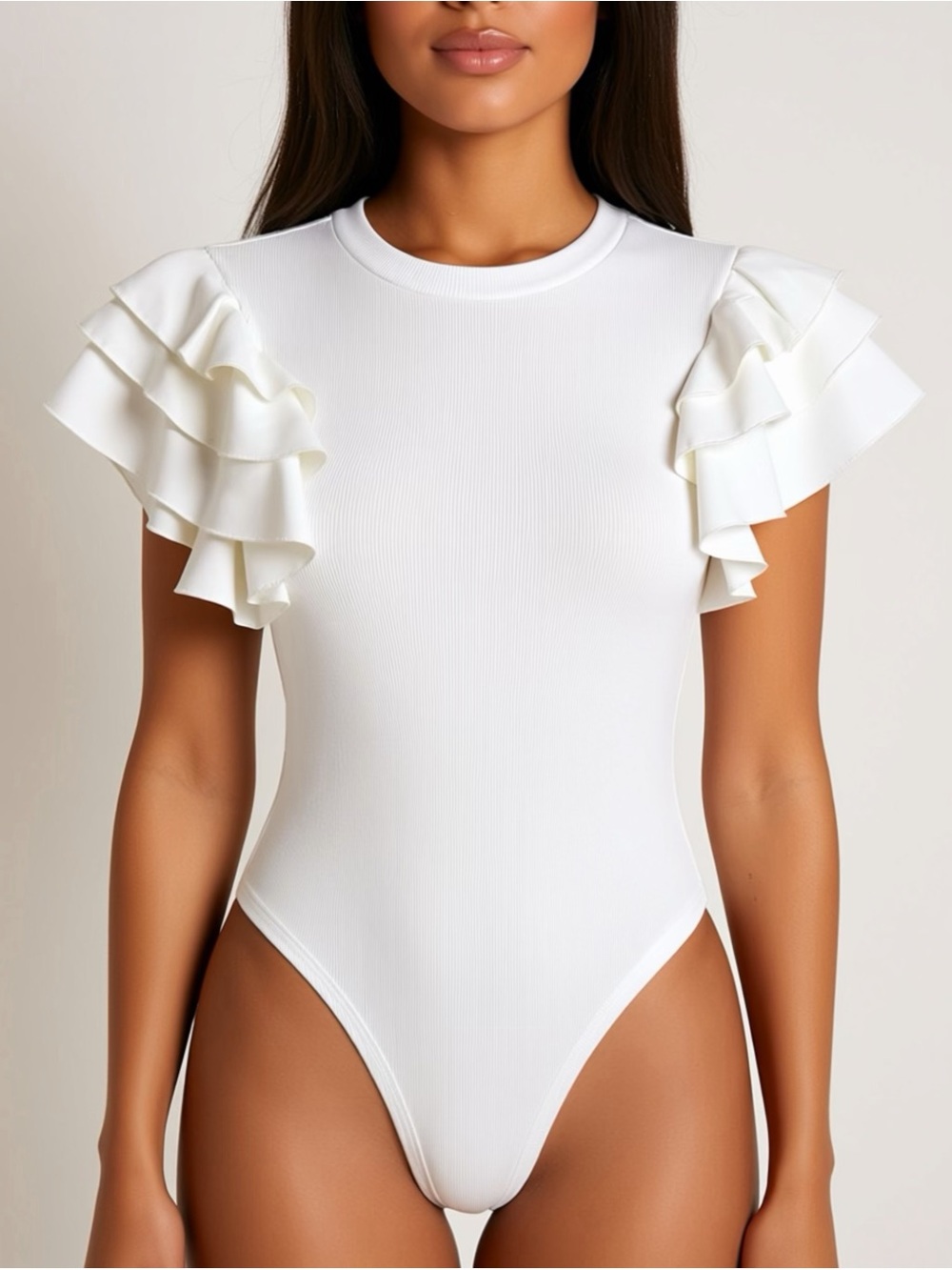 Source Unknown White Ruffle Sleeve Bodysuit